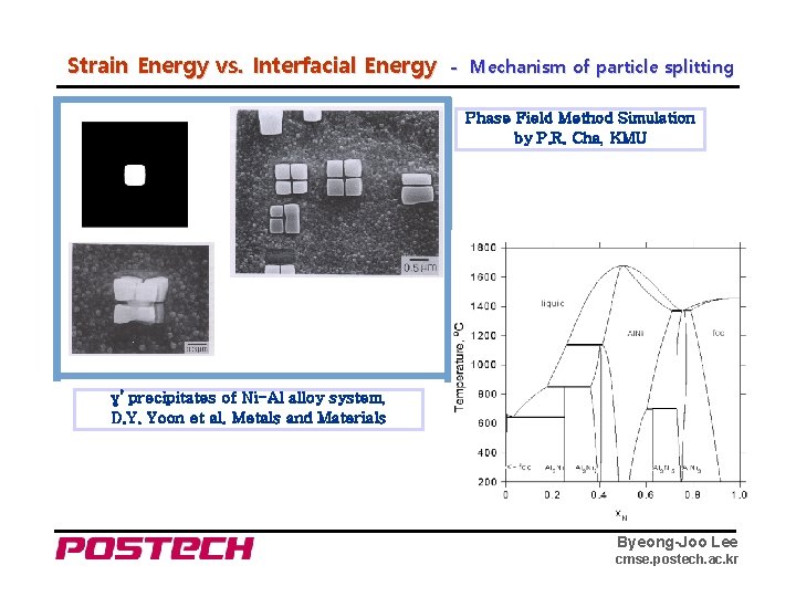 Strain Energy vs. Interfacial Energy - Mechanism of particle splitting Phase Field Method Simulation