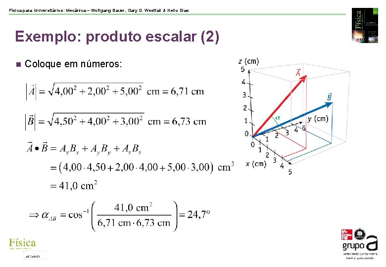 Física para Universitários: Mecânica – Wolfgang Bauer, Gary D. Westfall & Helio Dias Exemplo: