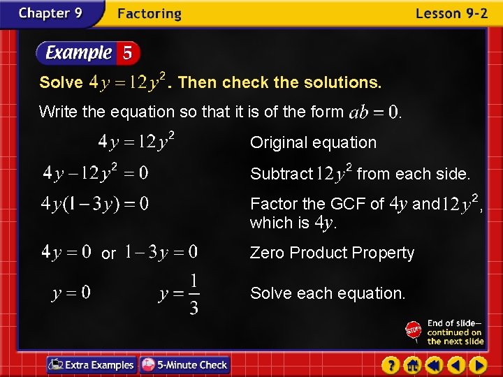 Solve Then check the solutions. Write the equation so that it is of the