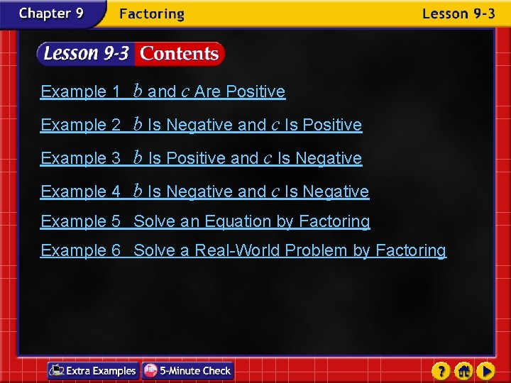 Example 1 b and c Are Positive Example 2 b Is Negative and c