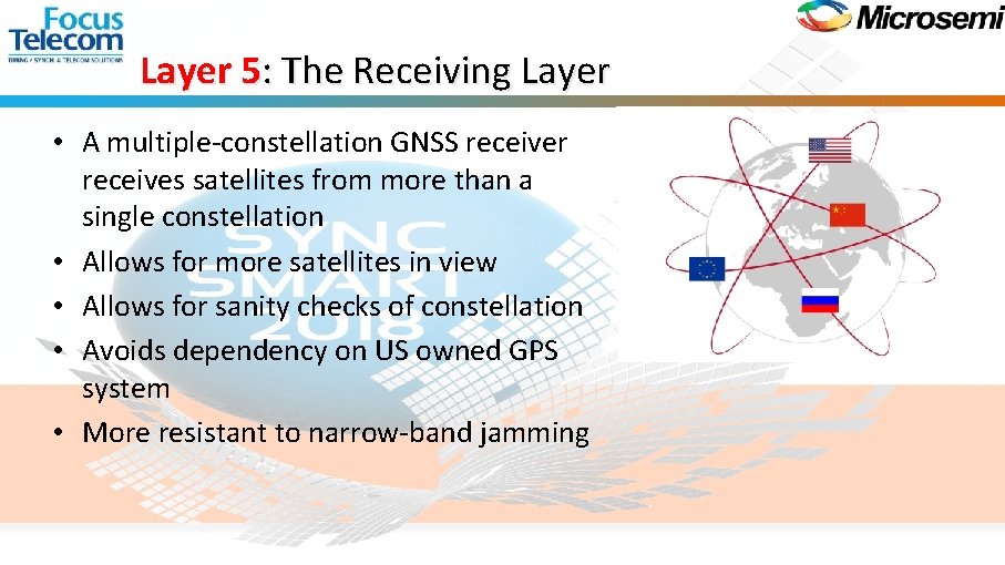 Layer 5: The Receiving Layer • A multiple-constellation GNSS receiver receives satellites from more