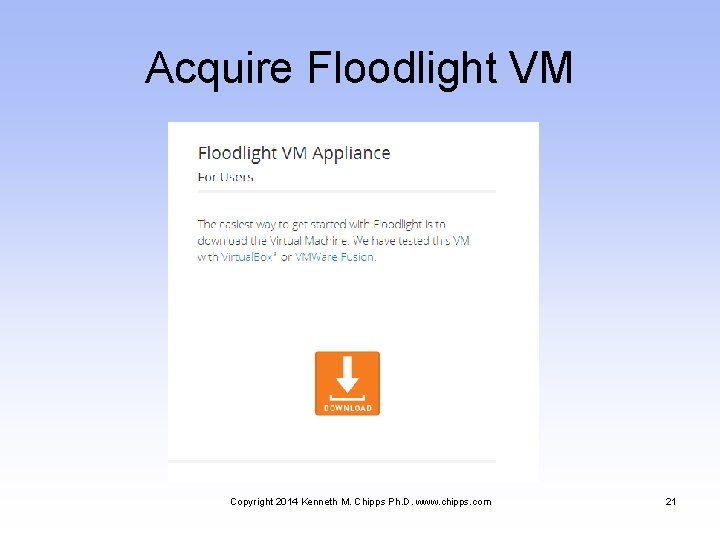 Acquire Floodlight VM Copyright 2014 Kenneth M. Chipps Ph. D. www. chipps. com 21