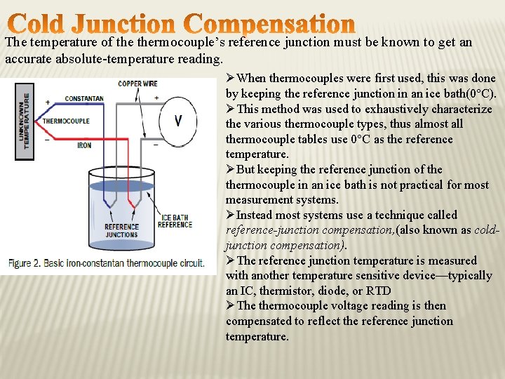 The temperature of thermocouple’s reference junction must be known to get an accurate absolute-temperature