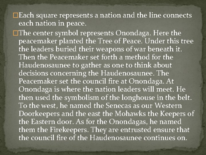 �Each square represents a nation and the line connects each nation in peace. �The