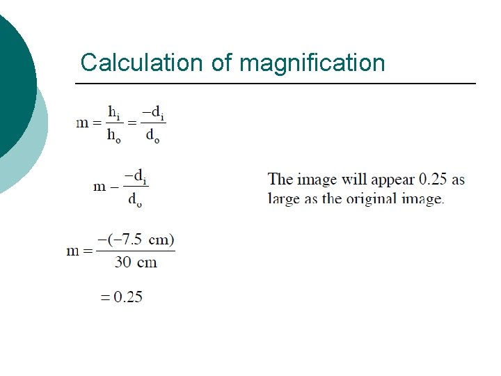 Calculation of magnification 