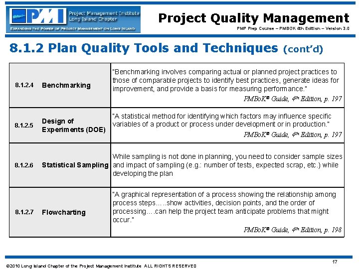 Project Quality Management PMP Prep Course – PMBOK 4 th Edition – Version 3.