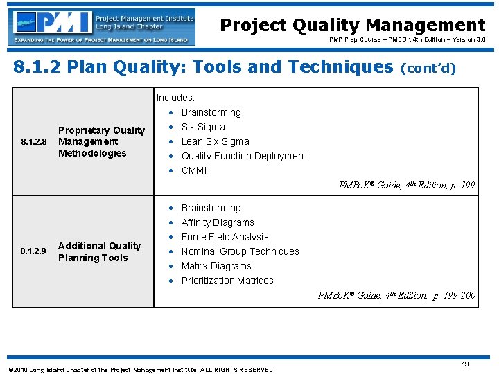 Project Quality Management PMP Prep Course – PMBOK 4 th Edition – Version 3.