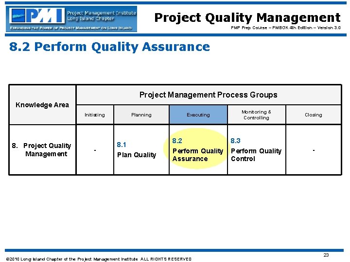 Project Quality Management PMP Prep Course – PMBOK 4 th Edition – Version 3.