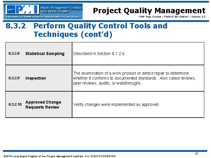 Project Quality Management PMP Prep Course – PMBOK 4 th Edition – Version 3.