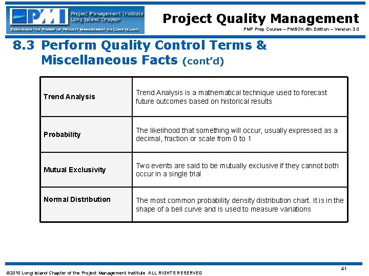 Project Quality Management PMP Prep Course – PMBOK 4 th Edition – Version 3.