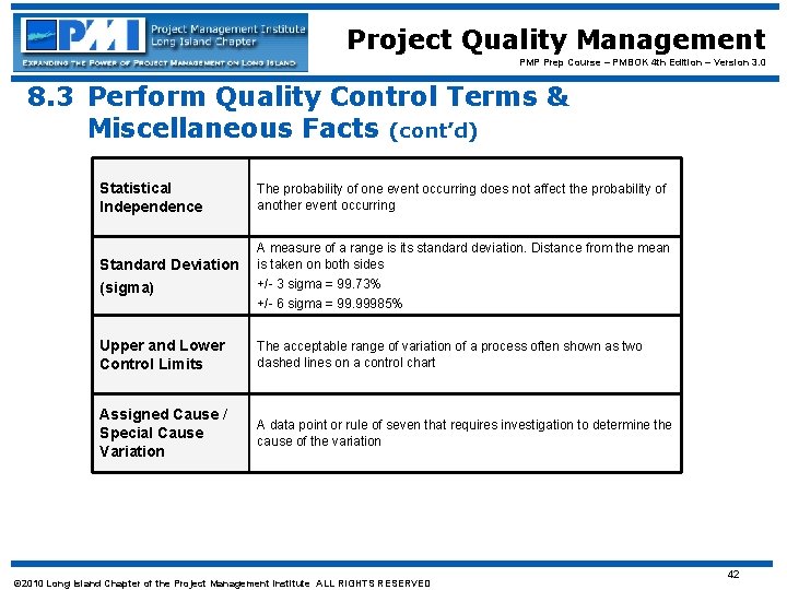 Project Quality Management PMP Prep Course – PMBOK 4 th Edition – Version 3.