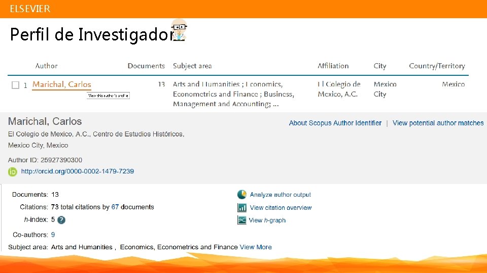 ELSEVIER Perfil de Investigador 