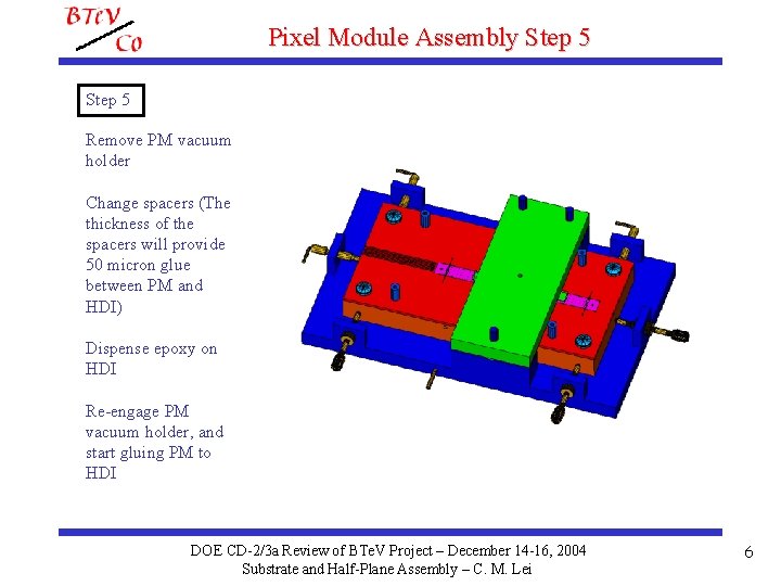 Pixel Module Assembly Step 5 Remove PM vacuum holder Change spacers (The thickness of