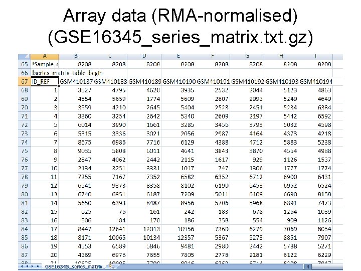 Array data (RMA-normalised) (GSE 16345_series_matrix. txt. gz) 