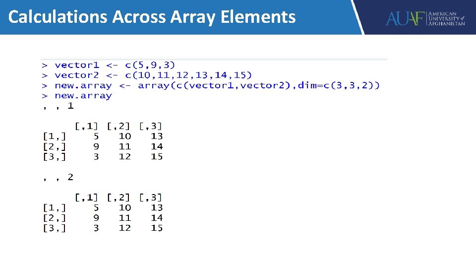 Calculations Across Array Elements 