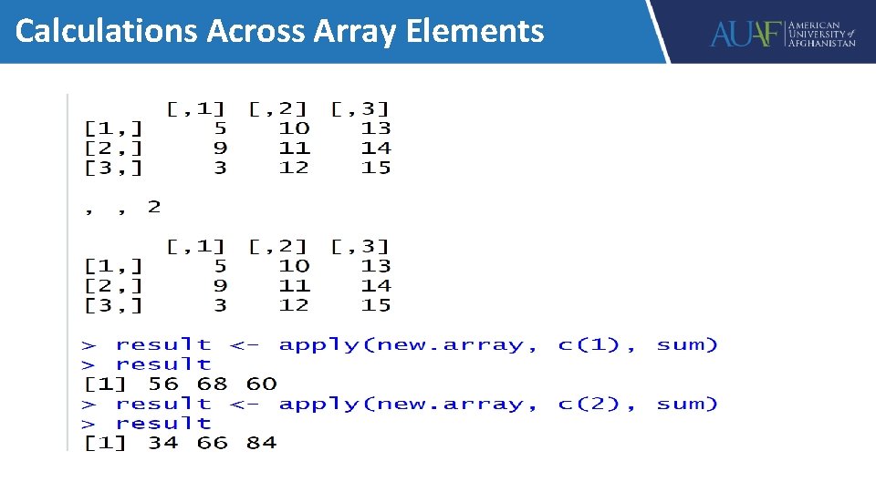 Calculations Across Array Elements 