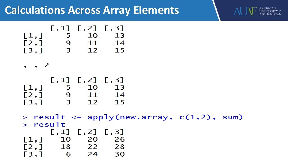 Calculations Across Array Elements 