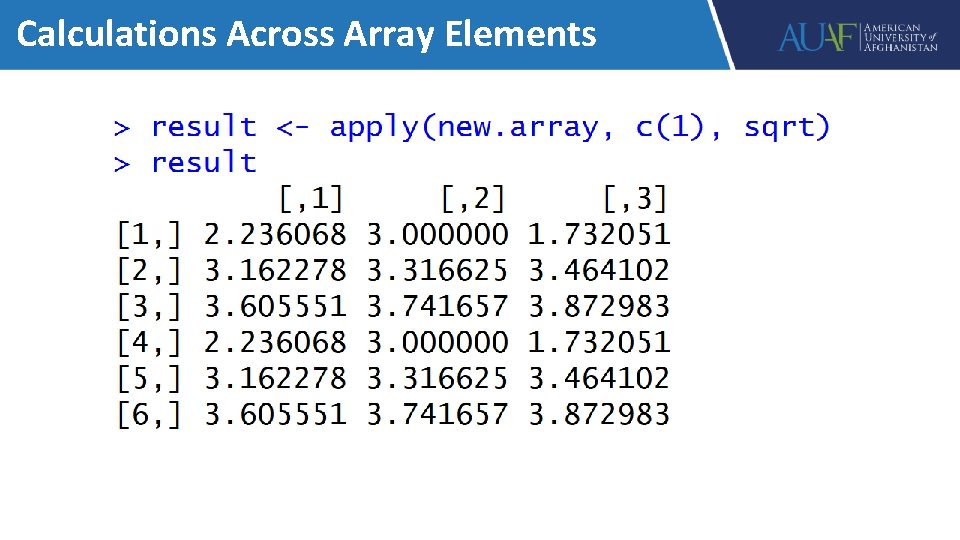 Calculations Across Array Elements 