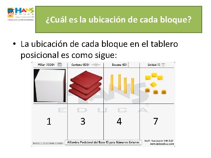 ¿Cuál es la ubicación de cada bloque? • La ubicación de cada bloque en