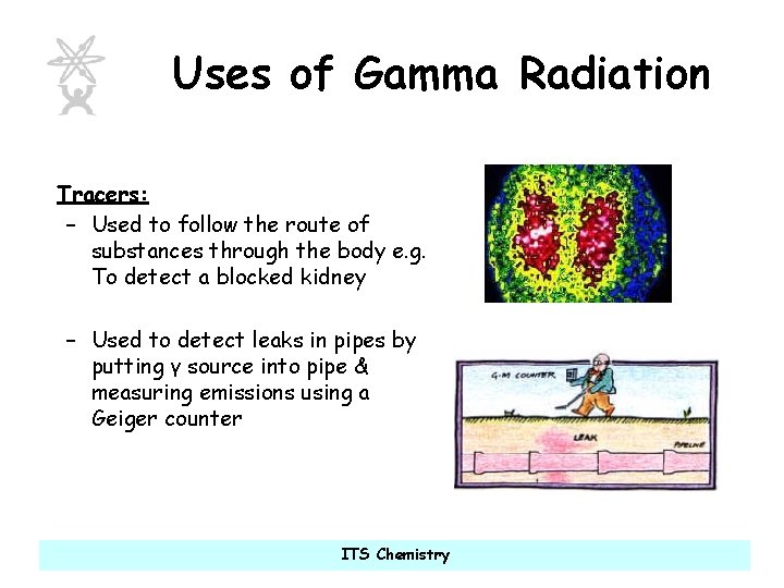 Uses of Gamma Radiation Tracers: – Used to follow the route of substances through