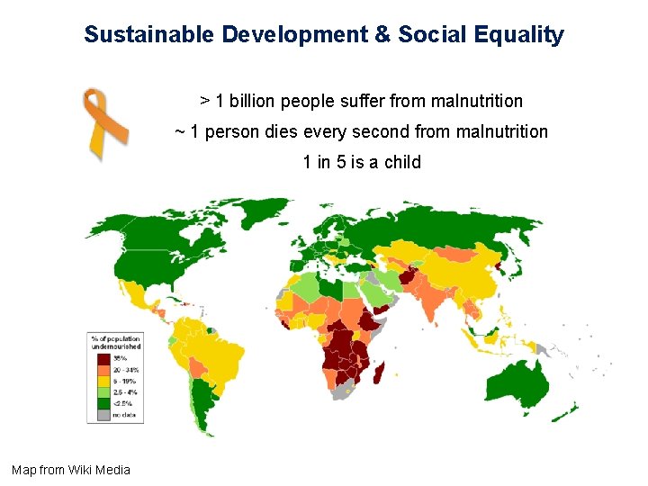 Sustainable Development & Social Equality > 1 billion people suffer from malnutrition ~ 1