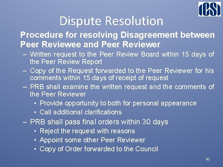 Dispute Resolution Procedure for resolving Disagreement between Peer Reviewee and Peer Reviewer – Written