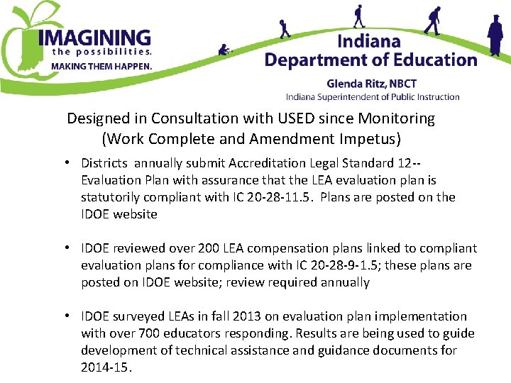 Designed in Consultation with USED since Monitoring (Work Complete and Amendment Impetus) • Districts