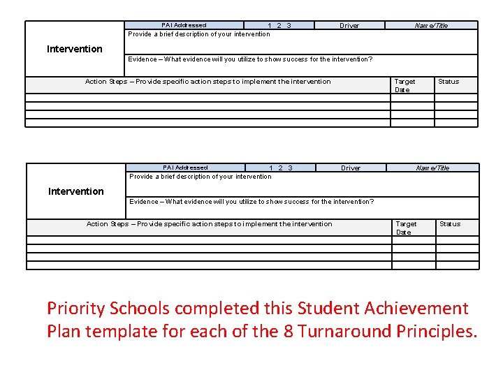 PAI Addressed 1 2 3 Provide a brief description of your intervention Driver Name/Title