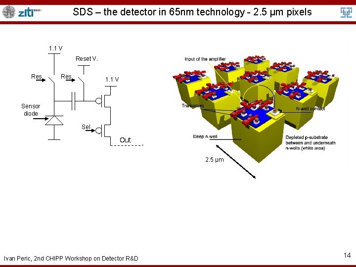 SDS – the detector in 65 nm technology - 2. 5 µm pixels 1.