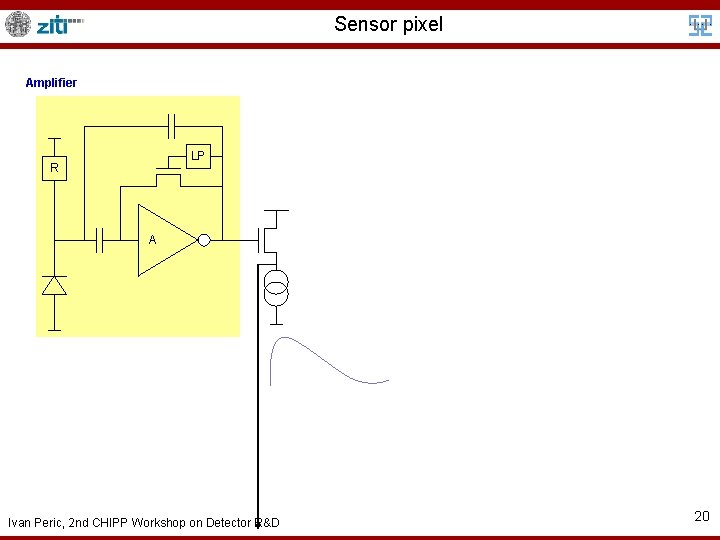 Sensor pixel Amplifier LP R A Ivan Peric, 2 nd CHIPP Workshop on Detector