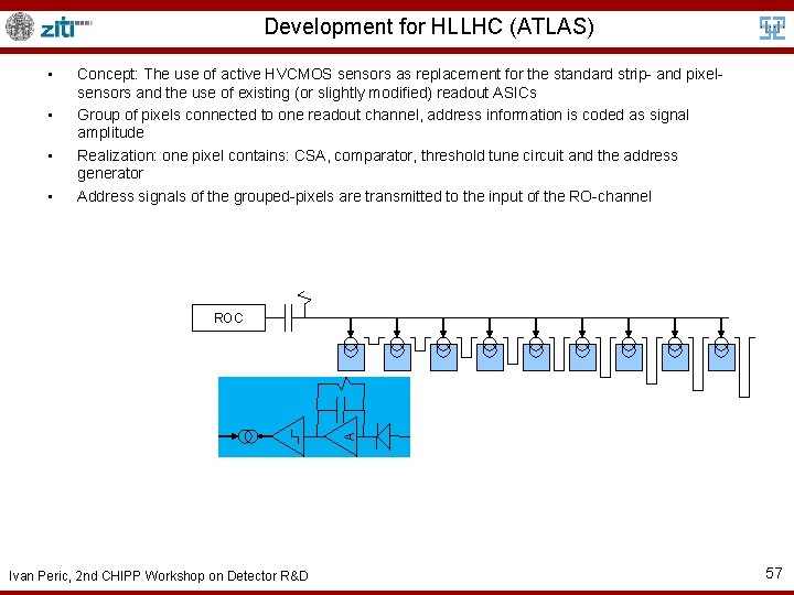 Development for HLLHC (ATLAS) • • Concept: The use of active HVCMOS sensors as