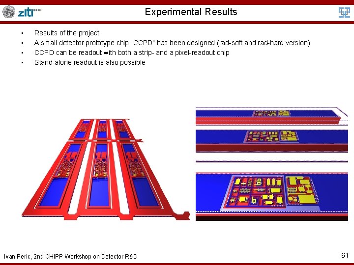 Experimental Results • • Results of the project A small detector prototype chip “CCPD”