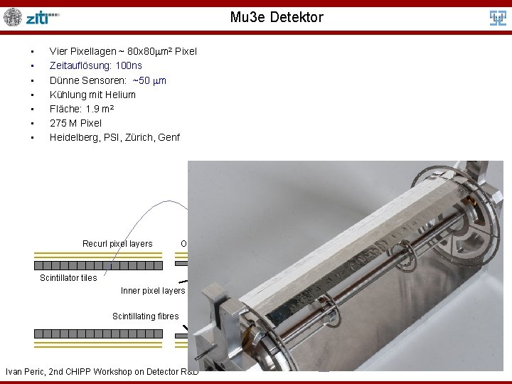 Mu 3 e Detektor • • Vier Pixellagen ~ 80 x 80 m 2