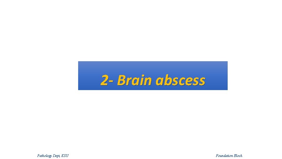 2 - Brain abscess Pathology Dept, KSU Foundation Block 