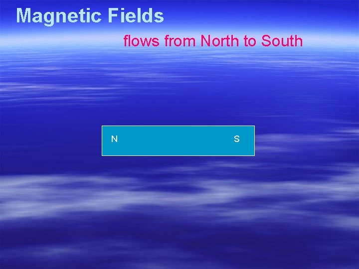 Magnetic Fields flows from North to South N S 