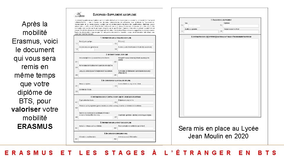 Après la mobilité Erasmus, voici le document qui vous sera remis en même temps