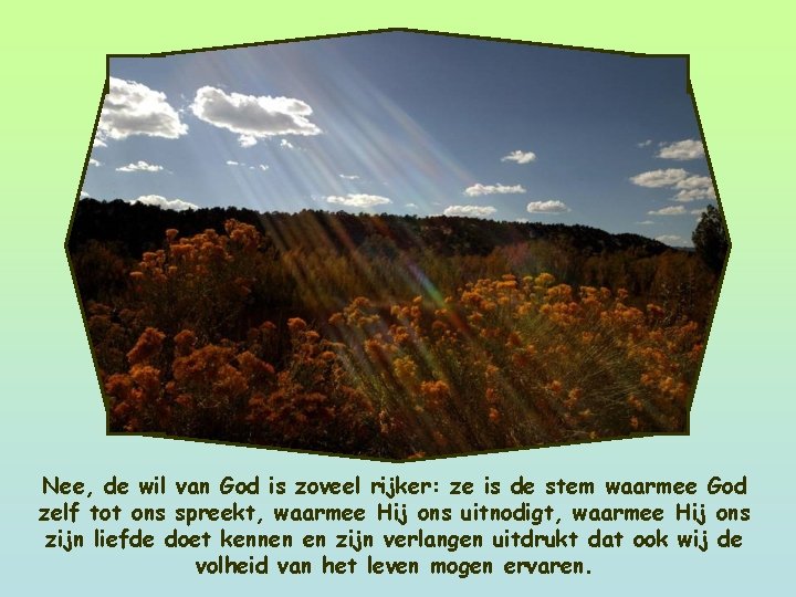 Nee, de wil van God is zoveel rijker: ze is de stem waarmee God