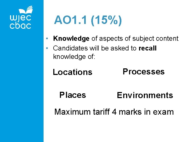 AO 1. 1 (15%) • Knowledge of aspects of subject content • Candidates will