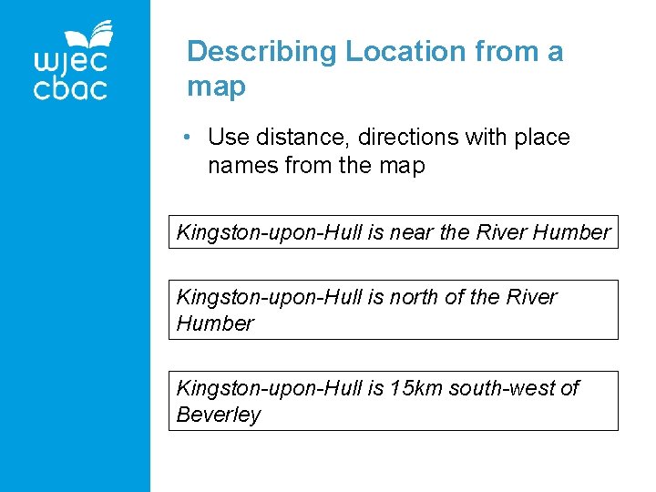 Describing Location from a map • Use distance, directions with place names from the