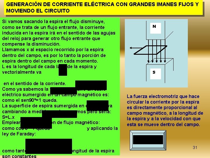 GENERACIÓN DE CORRIENTE ELÉCTRICA CON GRANDES IMANES FIJOS Y MOVIENDO EL CIRCUITO Si vamos