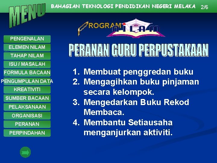 BAHAGIAN TEKNOLOGI PENDIDIKAN NEGERI MELAKA ROGRAM PENGENALAN ELEMEN NILAM TAHAP NILAM ISU / MASALAH