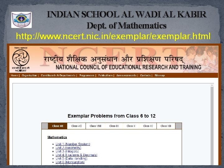 INDIAN SCHOOL AL WADI AL KABIR Dept. of Mathematics http: //www. ncert. nic. in/exemplar.