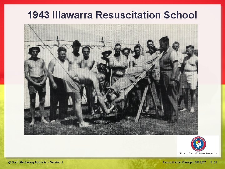 1943 Illawarra Resuscitation School © Surf Life Saving Australia – Version 1 Resuscitation Changes