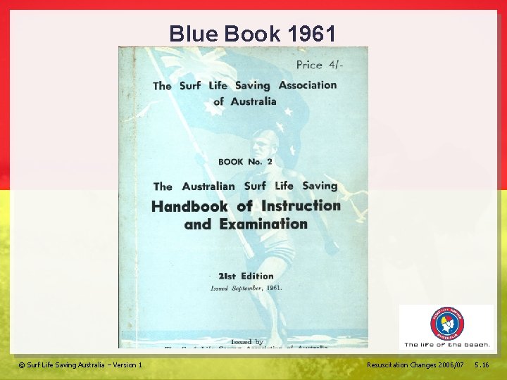 Blue Book 1961 © Surf Life Saving Australia – Version 1 Resuscitation Changes 2006/07
