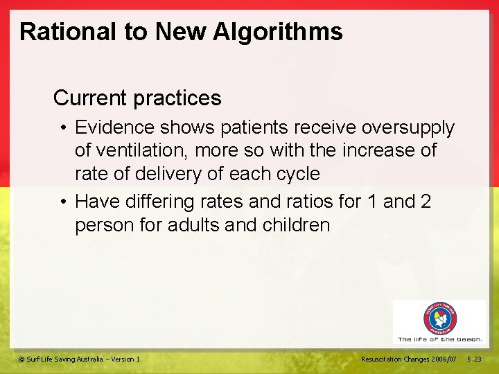 Rational to New Algorithms Current practices • Evidence shows patients receive oversupply of ventilation,
