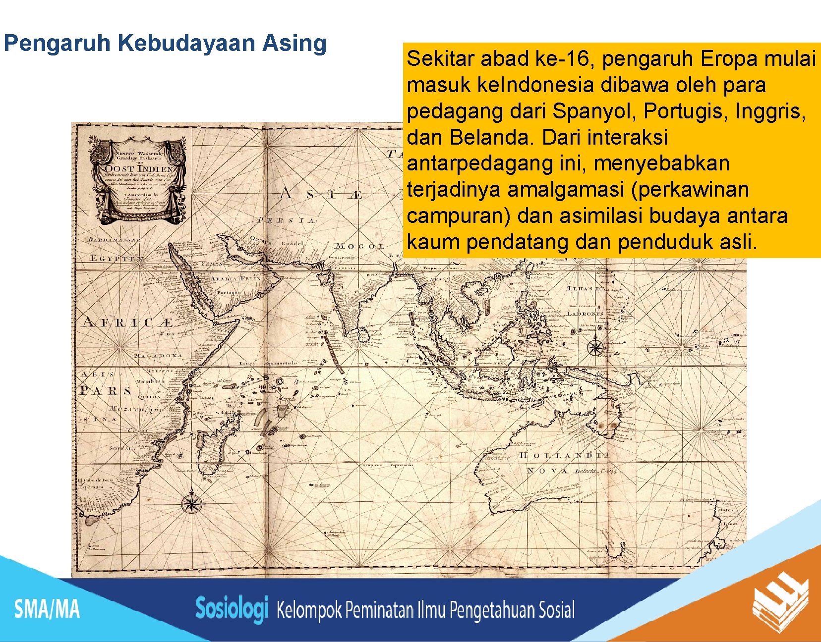 Pengaruh Kebudayaan Asing Sekitar abad ke-16, pengaruh Eropa mulai masuk ke. Indonesia dibawa oleh