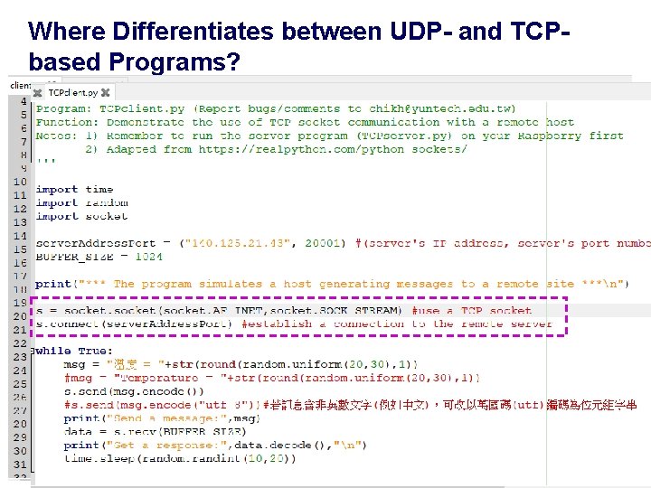 Where Differentiates between UDP- and TCPbased Programs? 