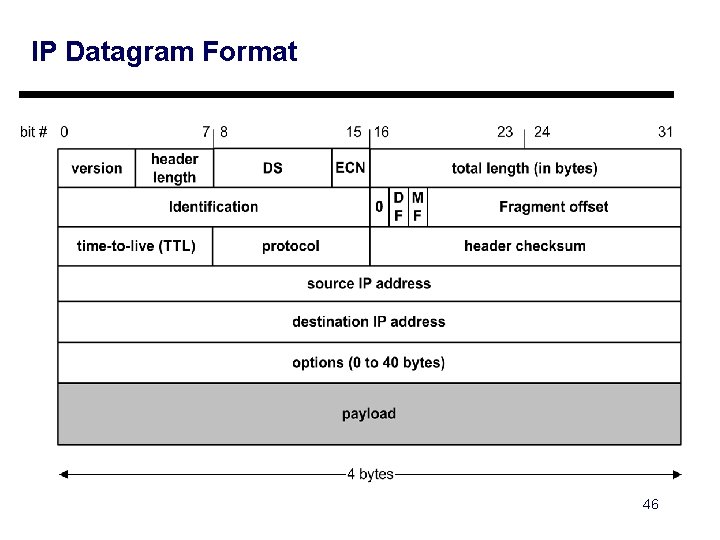 IP Datagram Format 46 