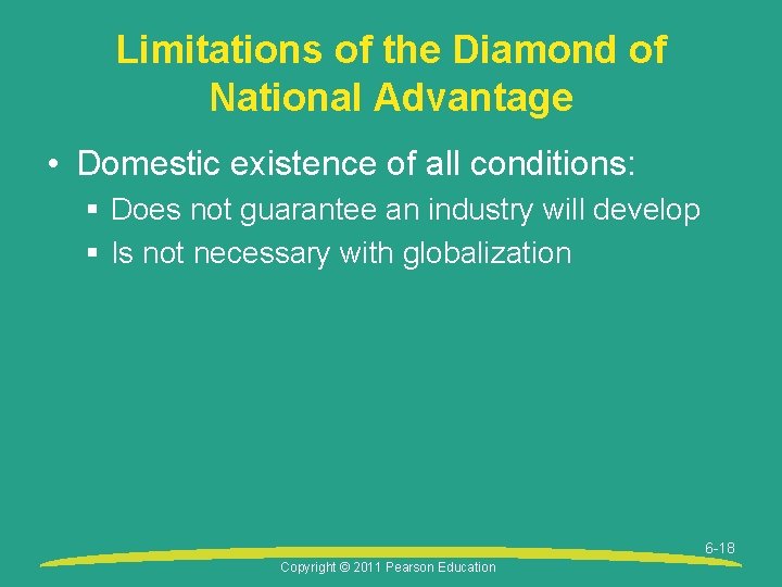 Limitations of the Diamond of National Advantage • Domestic existence of all conditions: §