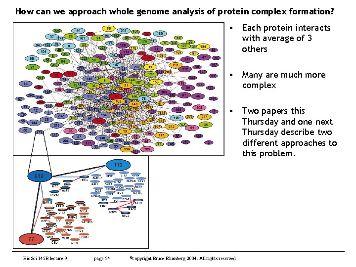 How can we approach whole genome analysis of protein complex formation? • Each protein